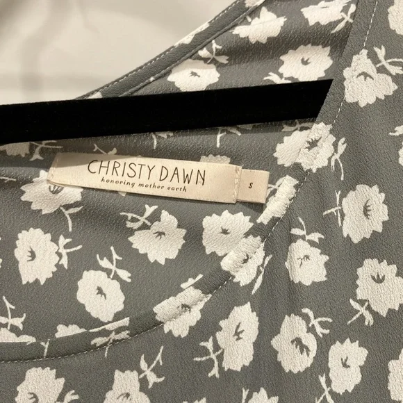 Christy Dawn Amelia Midi Dress 3/4 Sleeve Sage Ditsy Gray & White Size Small - Picture 9 of 14